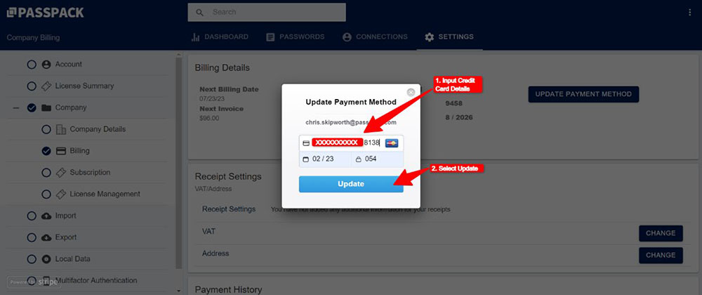 Entering Payment Information In Passpack V10